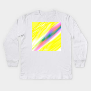 yellow pink green abstract texture Kids Long Sleeve T-Shirt